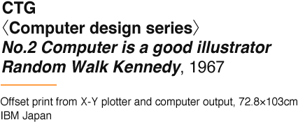 CTG〈Computer design series〉No.2 Computer is a good illustrator Random Walk Kennedy, 1967 Offset print from X-Y plotter and computer output, 72.8×103cm IBM Japan